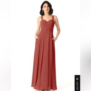 AZAZIE Simoan - A-Line Sweetheart Neckline Chiffon Floor Length, Terracotta, A8